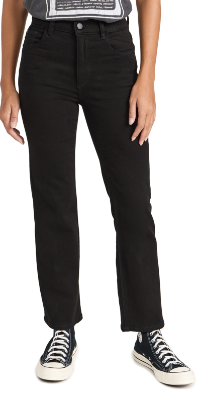 Dl1961 Patti Straight High Rise Vintage Ankle Jeans In Black Peached