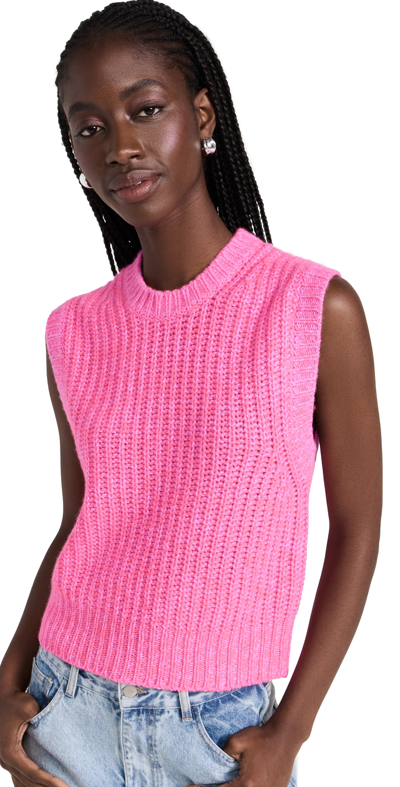 White + Warren Cashmere Air Plush Ribbed Vest In Pink Marl