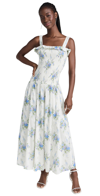 Loveshackfancy Bello Shirred Cotton Maxi Dress In Periwinkle Aqua