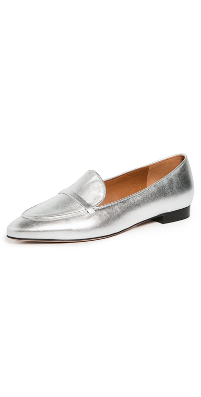 Malone Souliers Bruni Metallic Flat Loafers In Silver