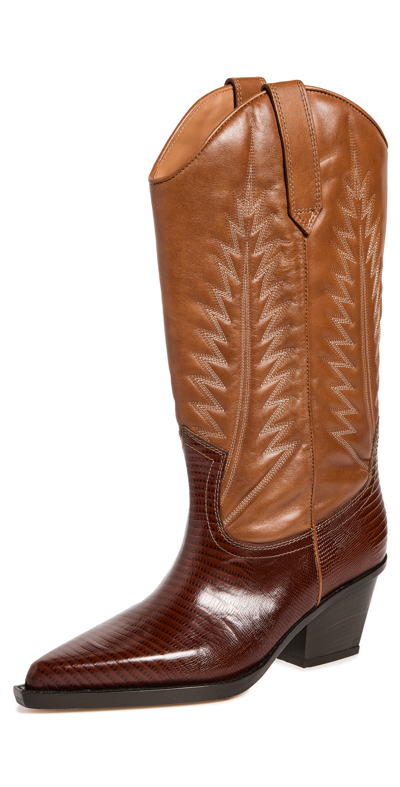 Paris Texas Rosario Leather Cowboy Boots In Cuoio