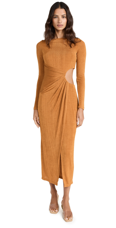 Significant Other Ivy Draped Cutout Midi Dress In Orange