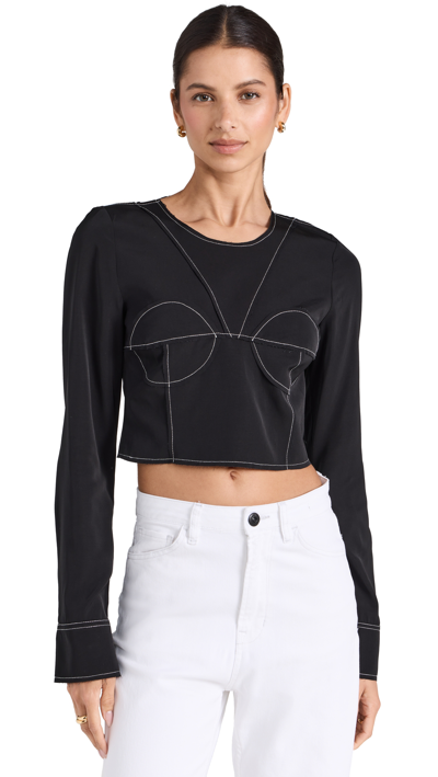 Rohe Bustier Contrast Stitch Top In Black
