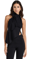 COPERNI FLOWER DETAIL ASYMMETRIC TOP BLACK