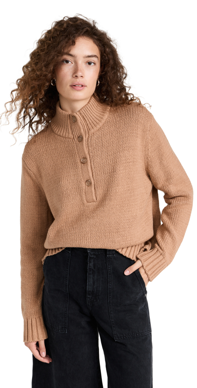 Jenni Kayne Chase Button Pullover In Camel