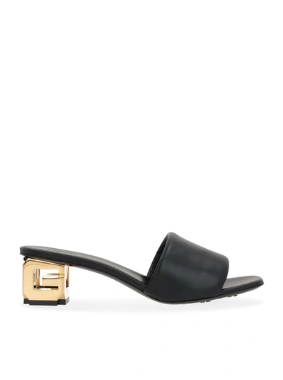 Givenchy G Cube Leather Mules In Black