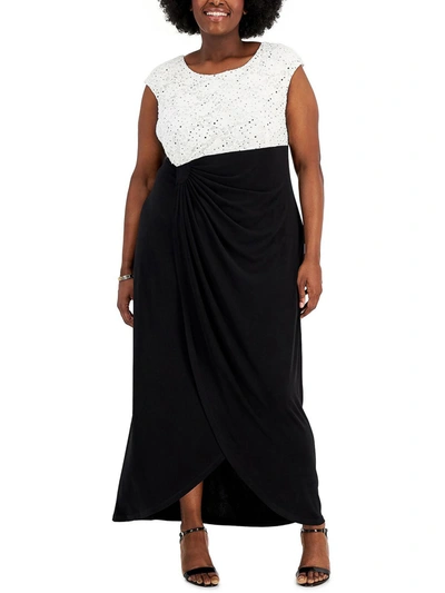 Connected Apparel Plus Womens Lace Embellished Cocktail And Party Dress In Multi