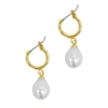 Adornia 14k Plated 10mm Pearl Huggie Drop Earrings In Silver