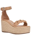 Calvin Klein Thea Womens Faux Leather Sandal Wedge Heels In Beige