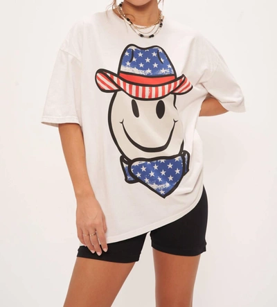 Project Social T Stars Cowboy Smiley Oversized Tee In Vintage White