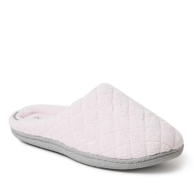 Dearfoams Womens Leslie Quilted Microfiber Terry Memory Foam Clog Slipper In Multi