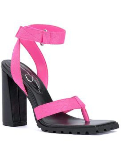 Jessica Simpson Kielne Womens Square Toe Ankle Strap Heel Sandals In Pink