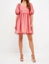Endless Rose Checker Print Puff Sleeve Babydoll Minidress In Multi