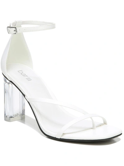 Bar Iii Blakkep Womens Faux Leather Ankle Strap Heels In White