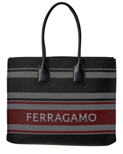 Ferragamo Salvatore  Logo Jacquard Signature Tote Bag In Multicolor