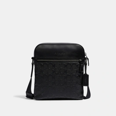 Coach Outlet Houston Flight Bag In Signature Leather In Black