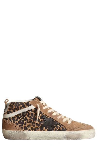 Golden Goose Mid Star Distressed Leather-trimmed Leopard-print Suede Sneakers In Multi