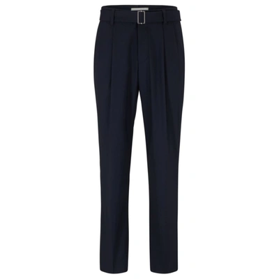 Hugo Boss Navy Relaxed-fit Trousers In Dark Blue