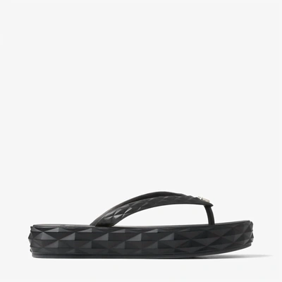 Jimmy Choo Womens X Black Diamond Rubber Flip-flops