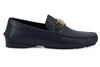 VERSACE VERSACE NAVY BLUE CALF LEATHER LOAFERS MEN'S SHOES