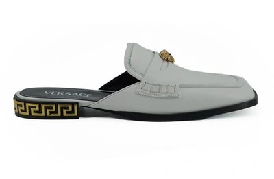 VERSACE VERSACE ELEGANT WHITE LEATHER FLAT WOMEN'S SLIDES