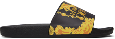 Versace Jeans Couture Black Barocco Slides