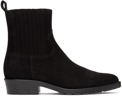 Toga Virilis Ssense Exclusive Black Embroidered Chelsea Boots In Black Suede