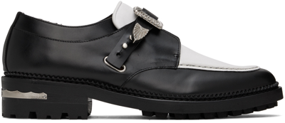 Toga Virilis Ssense Exclusive Black & White Hard Leather Monkstraps In Black/white