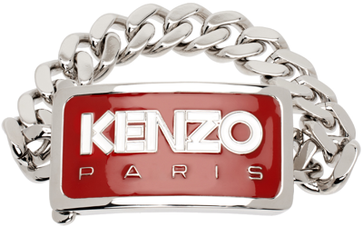 Kenzo Silver & Red  Paris Bracelet In 21 - Medium Red