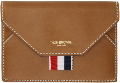 Thom Browne Brown Stamp Card Holder In 255 Natural