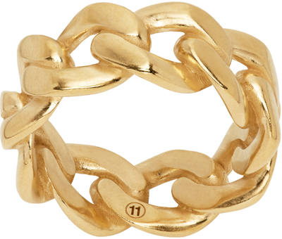 Maison Margiela Logo-engraved Chain-link Ring In Gold