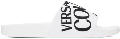 Versace Jeans Couture White Logo Slides In E003 White