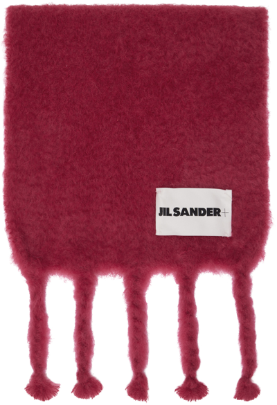 Jil Sander Red Brushed Scarf In 609 - Chili Red