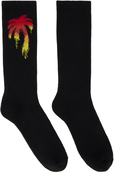 Palm Angels Black Gradient Palm Socks In 黑色