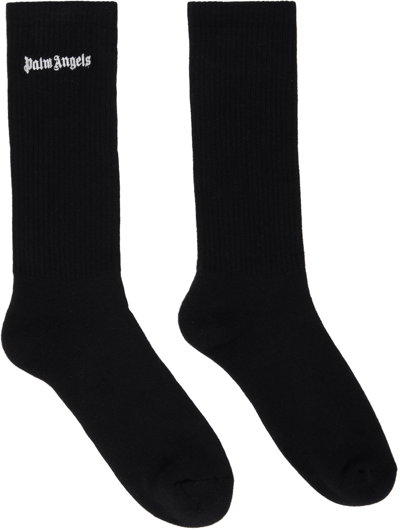 Palm Angels Logo-embroidered Calf Socks In Black