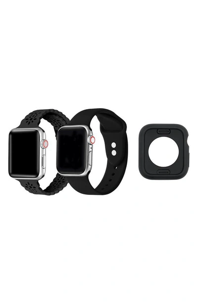 The Posh Tech Assorted 2-pack Silicone Apple Watch® Watchbands With Bumper In Black