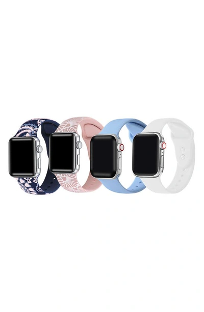 The Posh Tech Assorted 4-pack Silicone Apple Watch® Watchbands In Purple Paisley/periwinkle