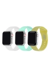 The Posh Tech Assorted 3-pack Silicone Apple Watch® Watchbands In White/ Mint/ Yellow