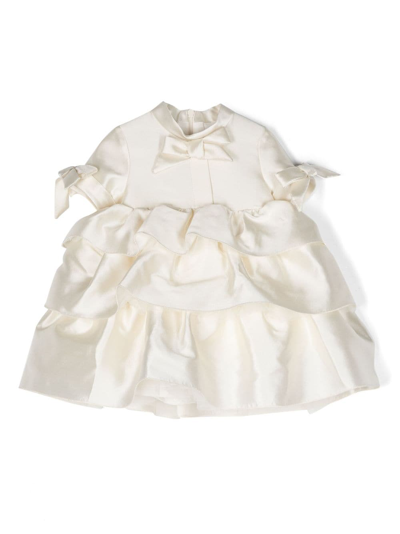 Mi Mi Sol Babies' Bow-detail Duchess-satin Dress In White
