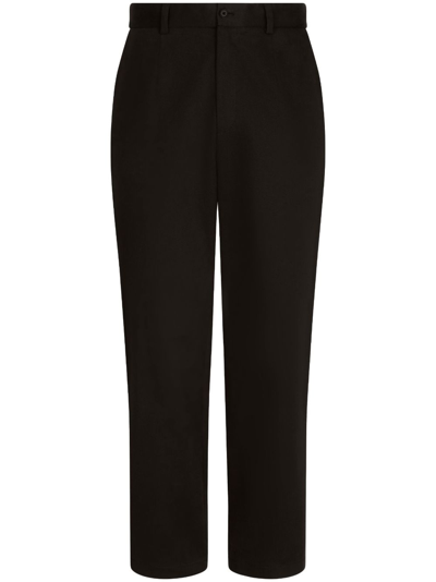 Dolce & Gabbana Front-fastening Straight-leg Trousers In Black