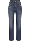 Dolce & Gabbana Straight Jeans With Logo Plaque In Blue