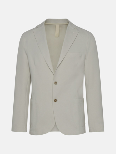 Eleventy Ivory Cotton Blend Blazer Jacket In Beige