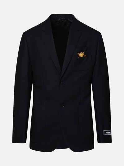 Versace Black Wool Blazer Jacket