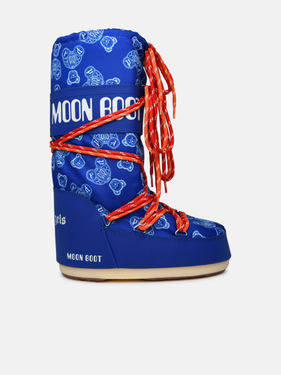 Palm Angels Kids' Blue Boots For Boy With Bear And Logo