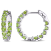 AMOUR AMOUR 3 4/5 CT TGW PERIDOT INSIDE OUTSIDE HOOP EARRINGS IN STERLING SILVER