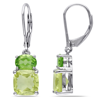 Amour 5 7/8 Ct Tgw Peridot And Lemon Quartz Leverback Earrings In Sterling Silver In White