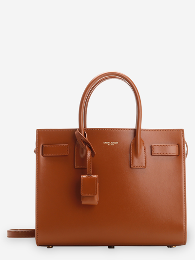 Saint Laurent Sac De Jour Baby Leather Handbag In Brown