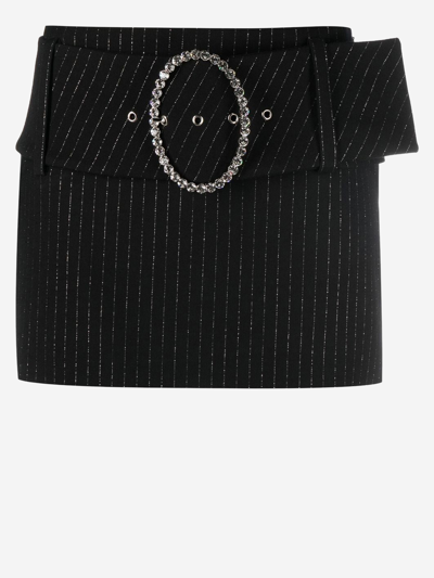 Alessandra Rich Pinstripe Mini Skirt In Black
