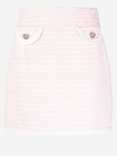 Alessandra Rich Tweed Skirt In Light Pink