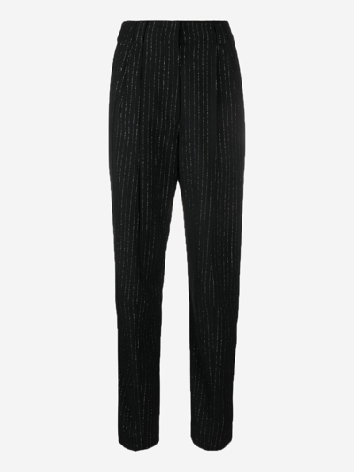 Alessandra Rich Wool-blend Pinstripe Trousers In Black